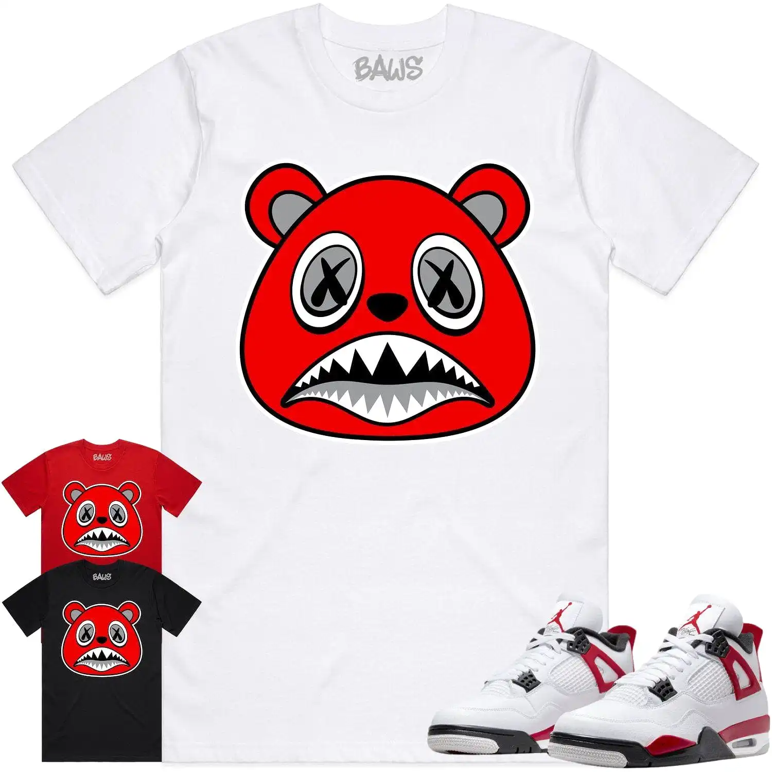 Jordan 4 Red Cement 4s Shirt to Match - ANGRY BAWS BEAR