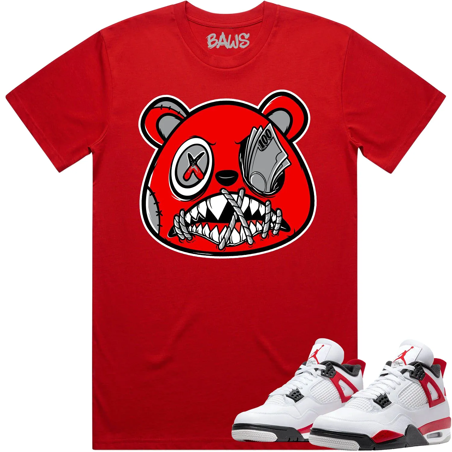 Jordan 4 Red Cement 4s Shirt to Match - ANGRY MONEY TALKS BAWS