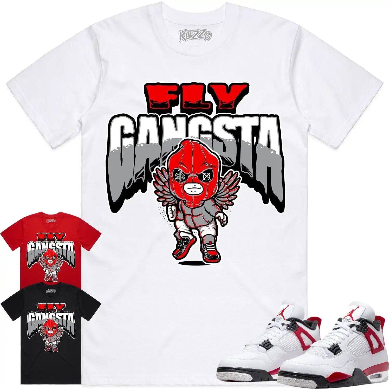 Jordan 4 Red Cement 4s Shirt to Match - RED FLY GANGSTA