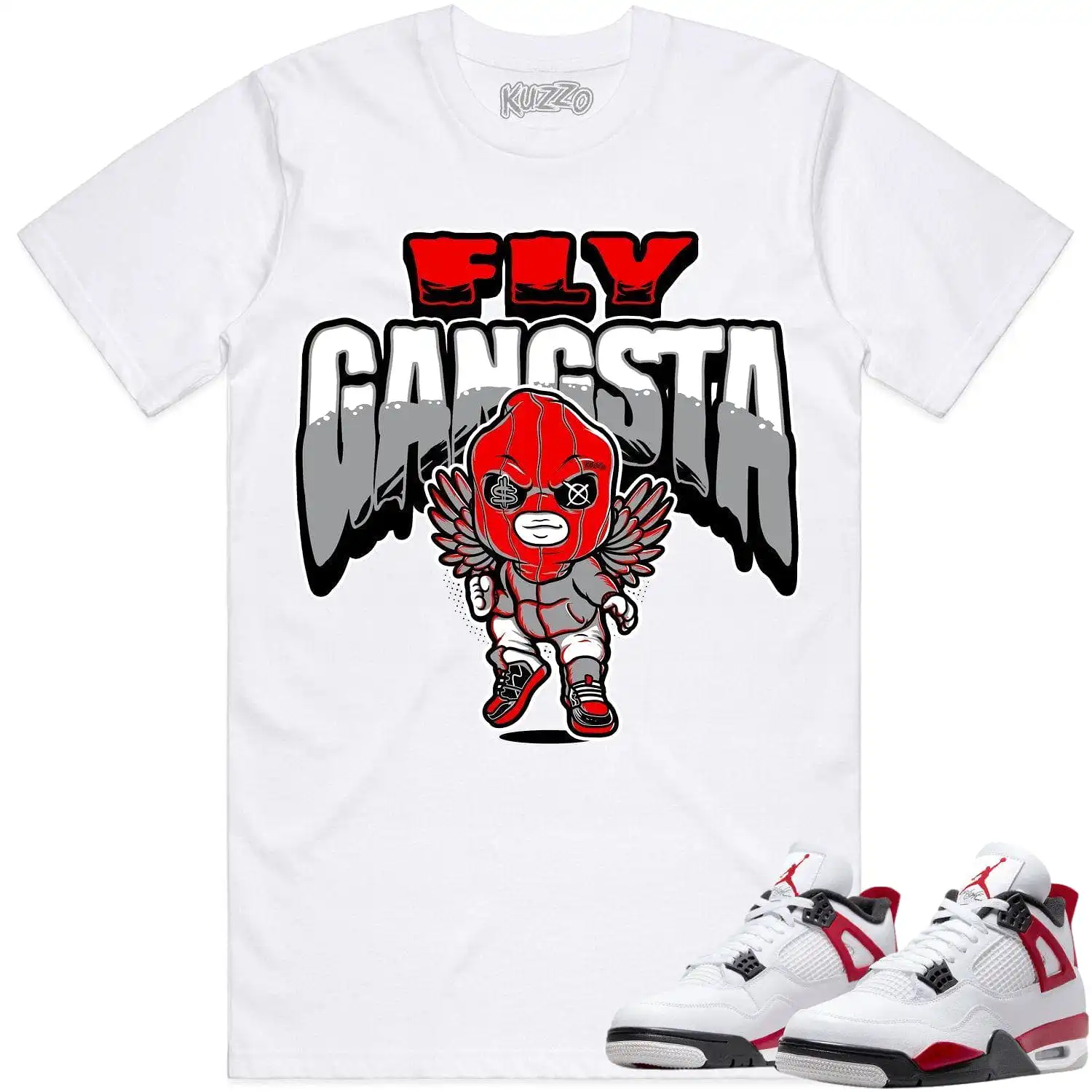 Jordan 4 Red Cement 4s Shirt to Match - RED FLY GANGSTA