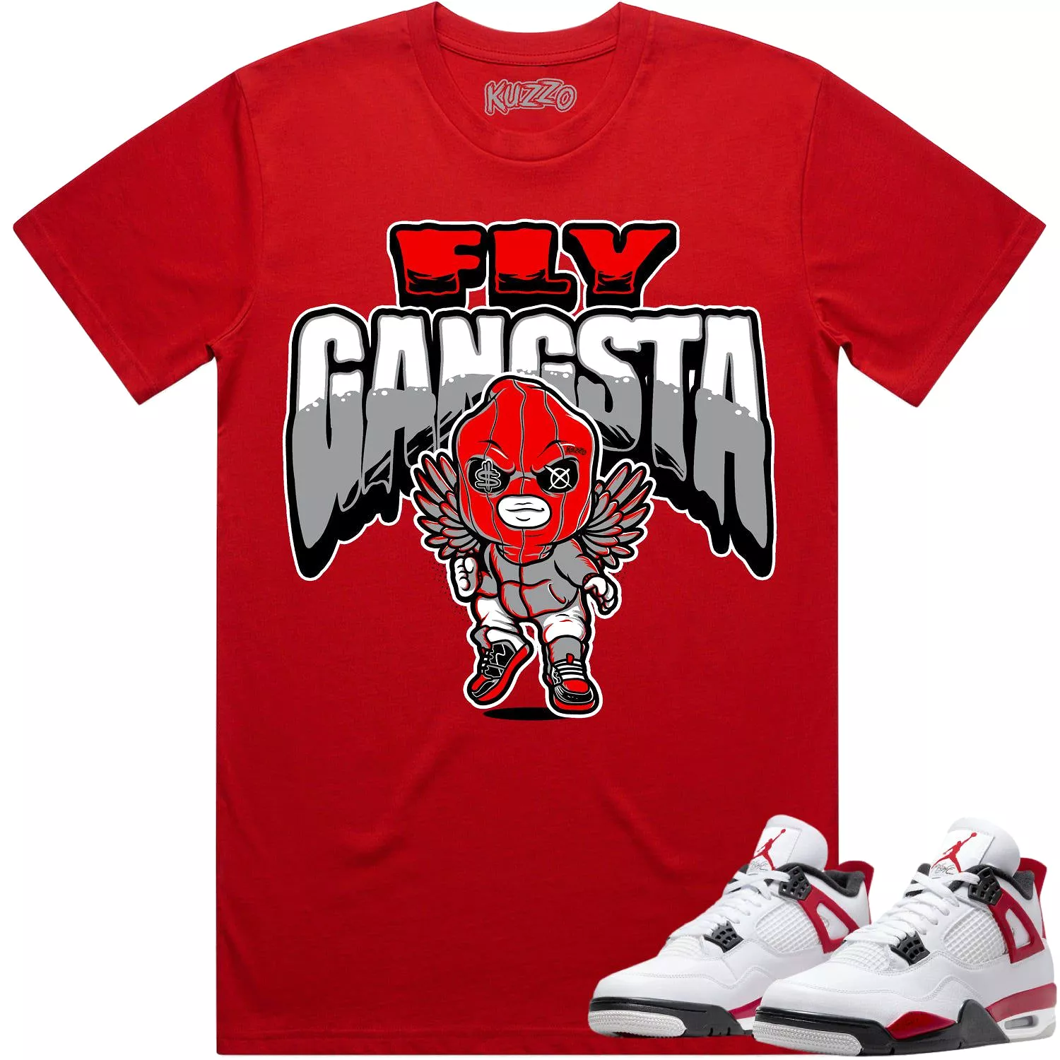 Jordan 4 Red Cement 4s Shirt to Match - RED FLY GANGSTA