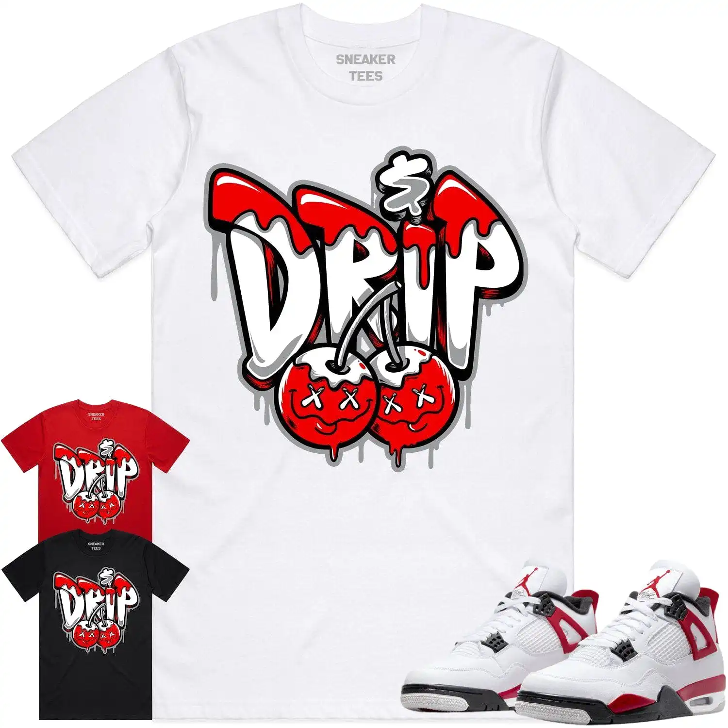 Jordan 4 Red Cement 4s Shirt to Match - RED MONEY DRIP