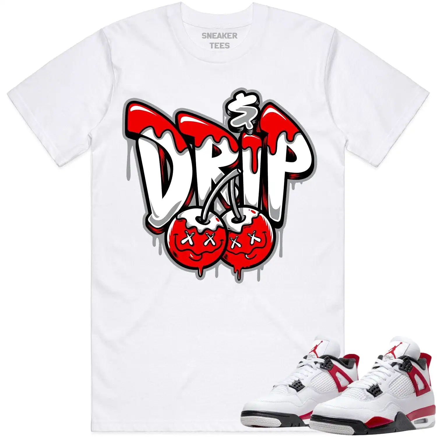 Jordan 4 Red Cement 4s Shirt to Match - RED MONEY DRIP