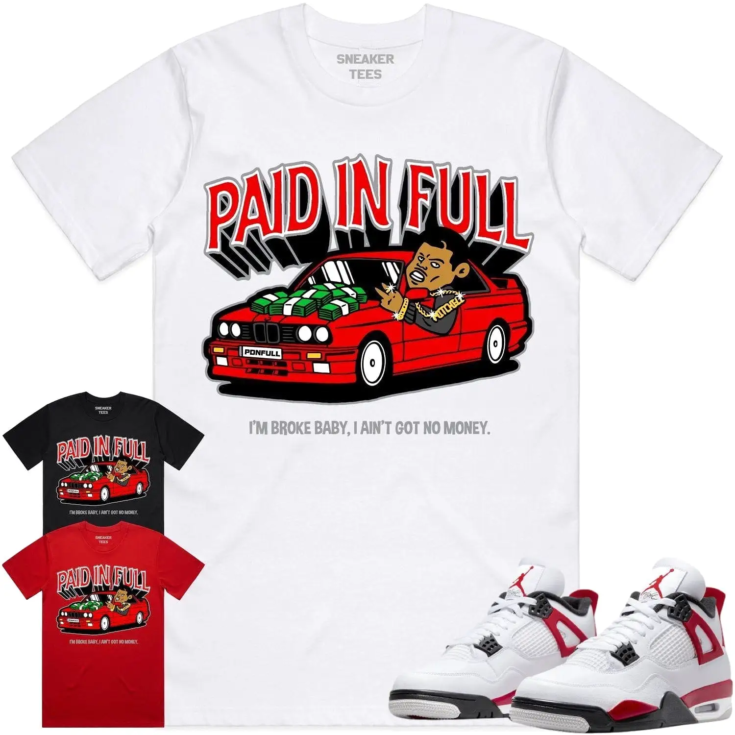 Jordan 4 Red Cement 4s Shirt to Match - RED PAID