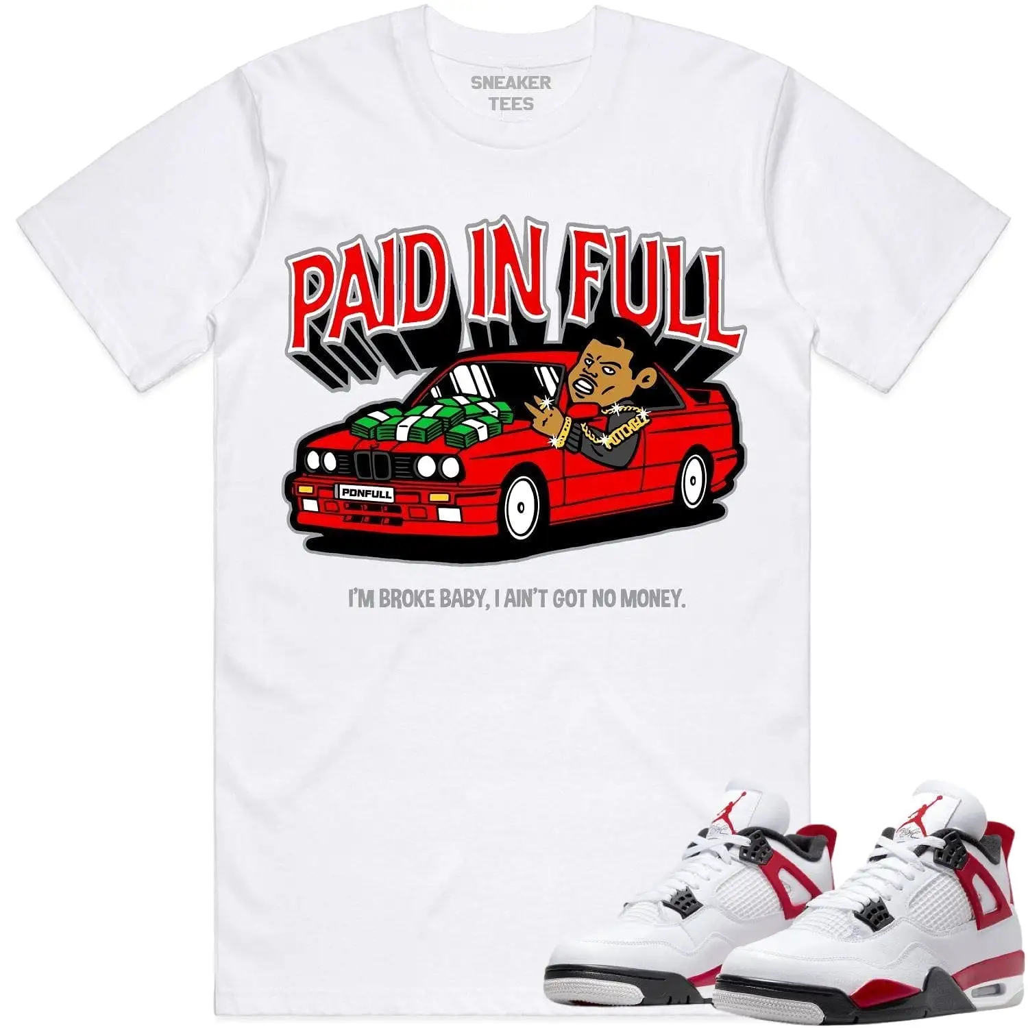 Jordan 4 Red Cement 4s Shirt to Match - RED PAID