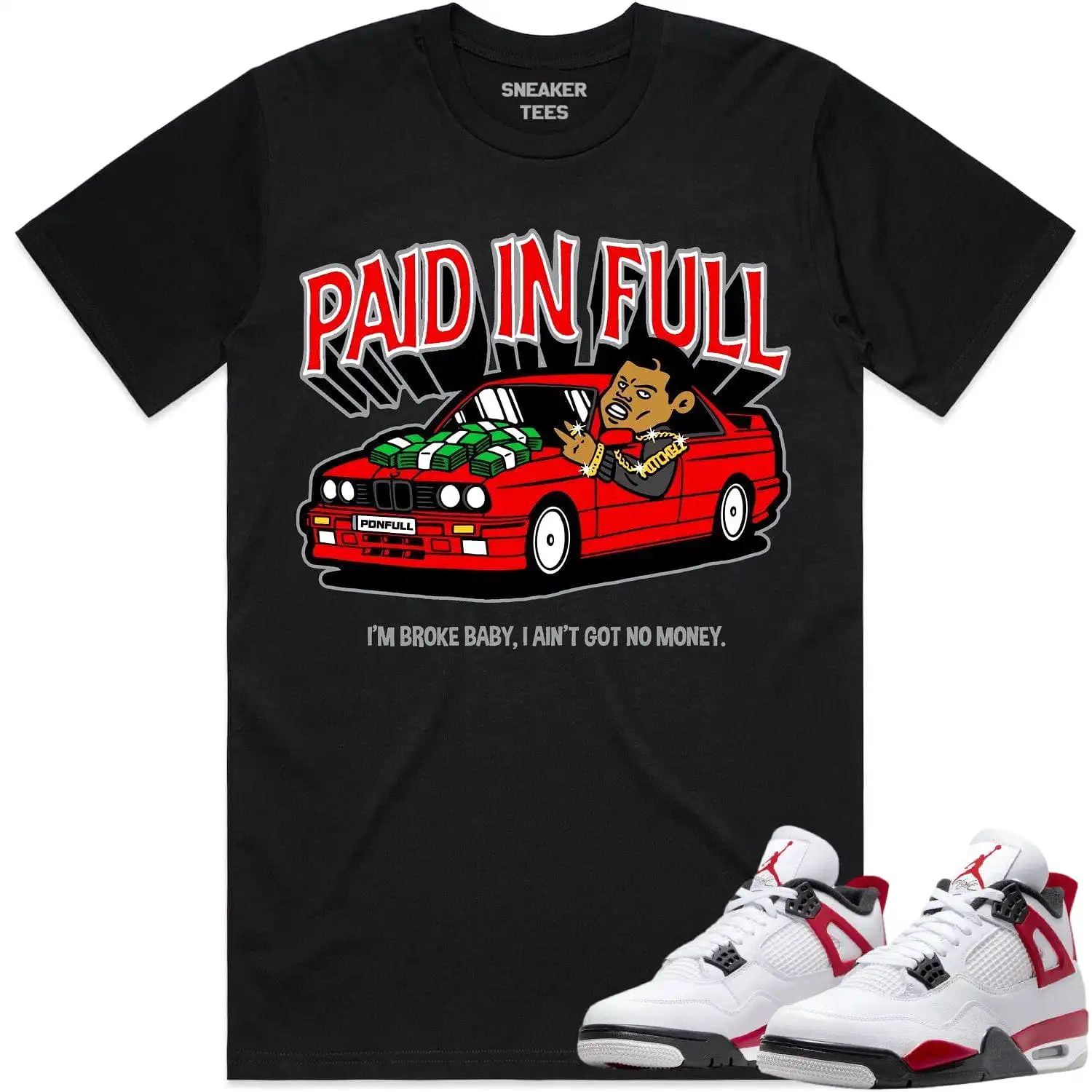 Jordan 4 Red Cement 4s Shirt to Match - RED PAID