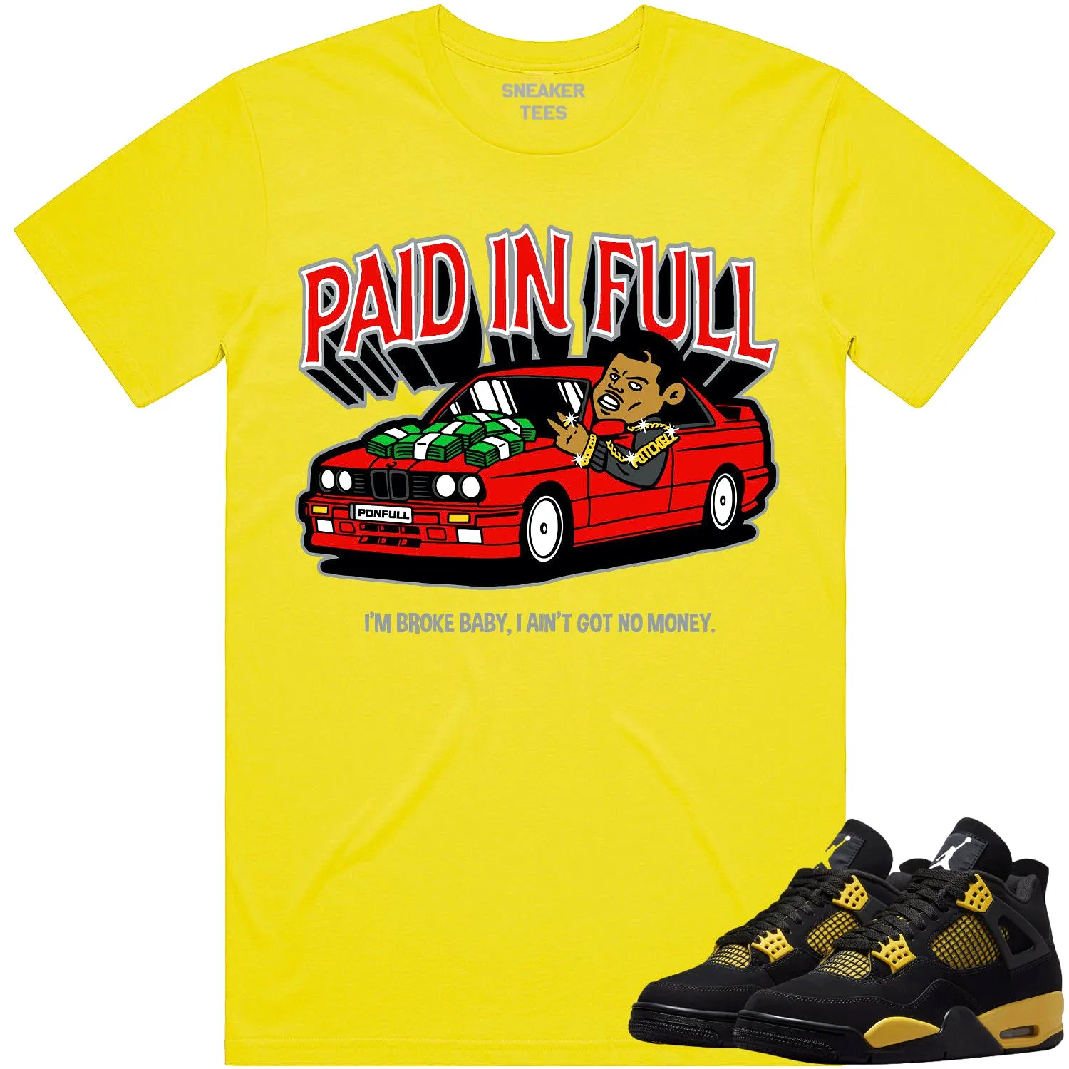 Jordan 4 Thunder 4s Shirt to Match - RED PAID