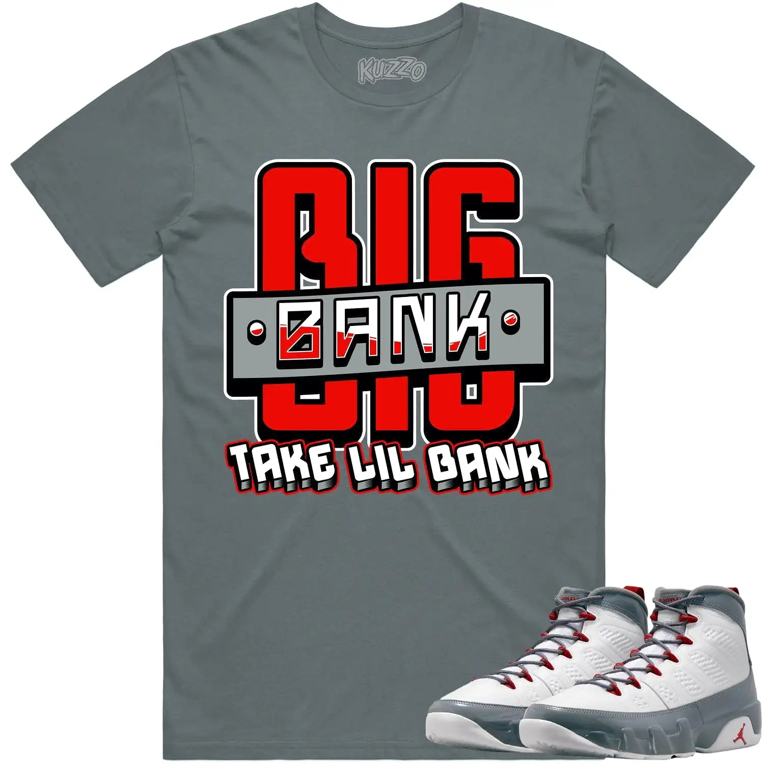 Jordan 9 Fire Red 9s Shirt to Match - RED BIG BANK