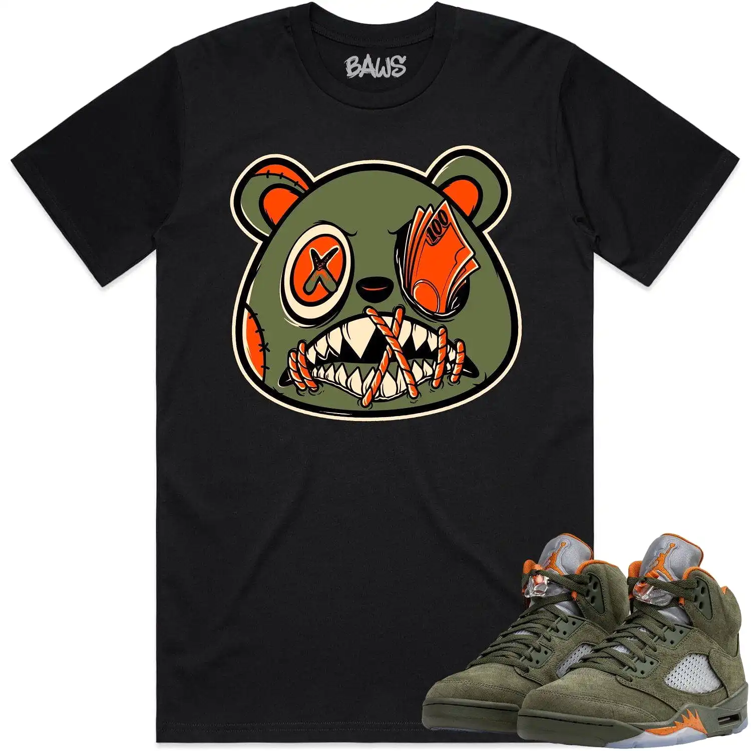 Jordan Retro 5 Olive 5s Shirt to Match - CELADON MONEY TALKS BAWS