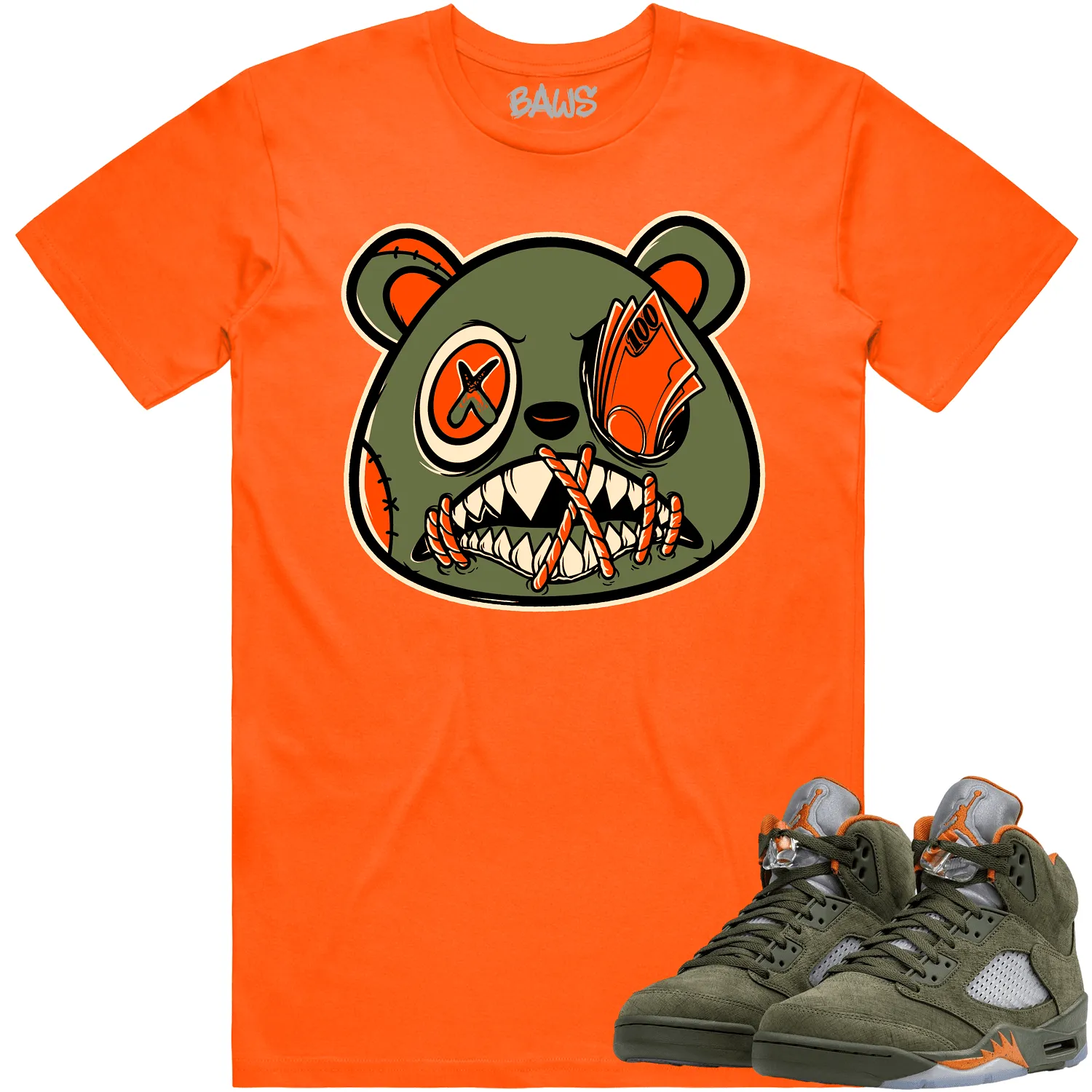 Jordan Retro 5 Olive 5s Shirt to Match - CELADON MONEY TALKS BAWS