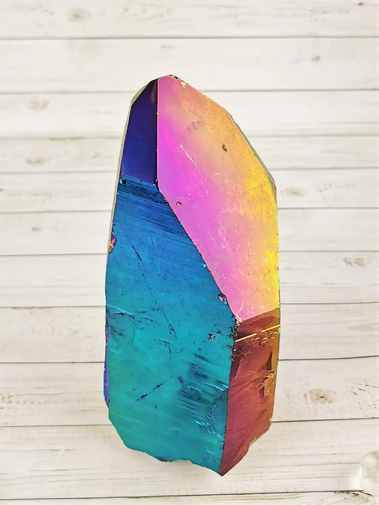 Large Titanium Aura Quartz Point