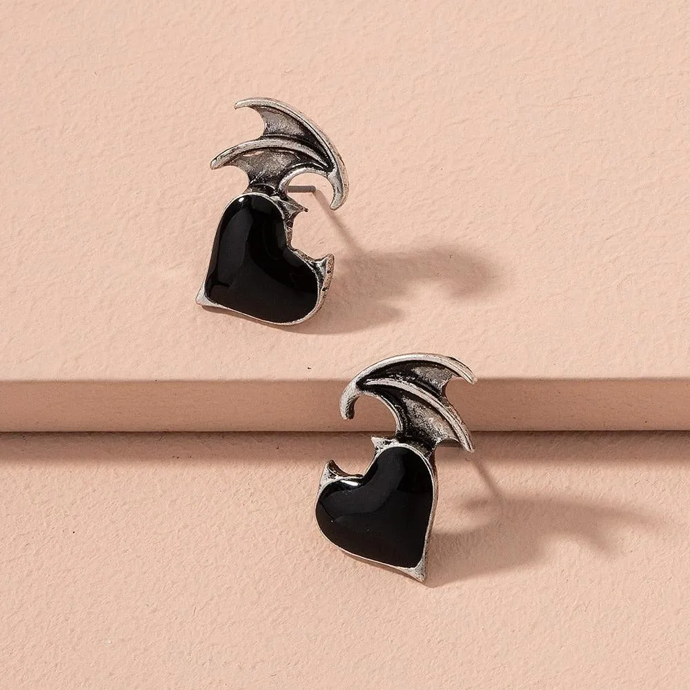 Lost Lady New Fashion Devil Wings Heart-shaped Earrings