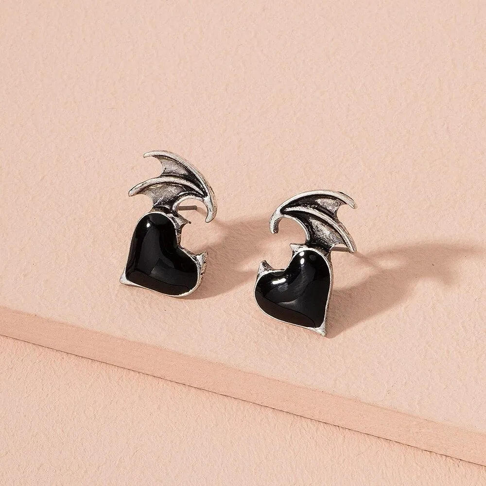 Lost Lady New Fashion Devil Wings Heart-shaped Earrings