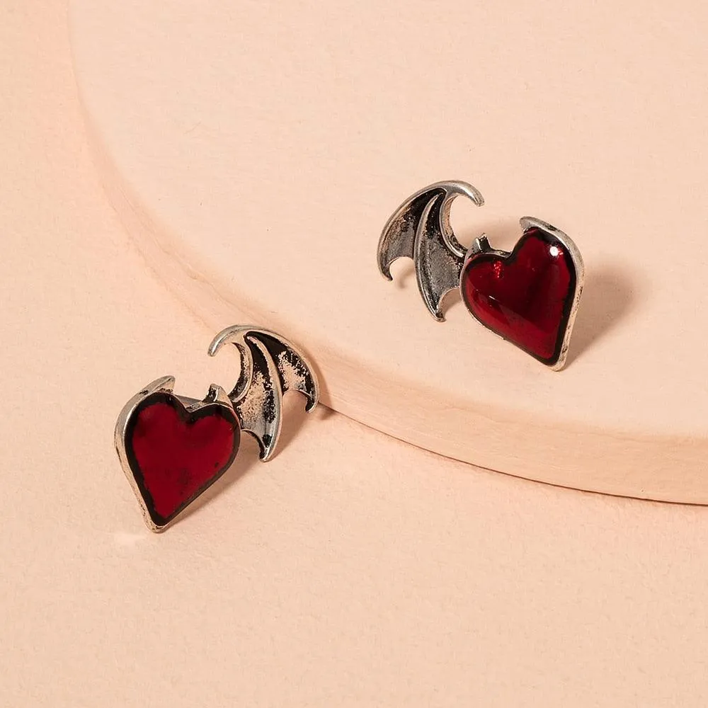 Lost Lady New Fashion Devil Wings Heart-shaped Earrings