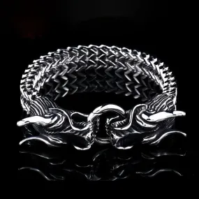 Men and Women Vintage Punk Stainless Steel Dragon Head Bracelet