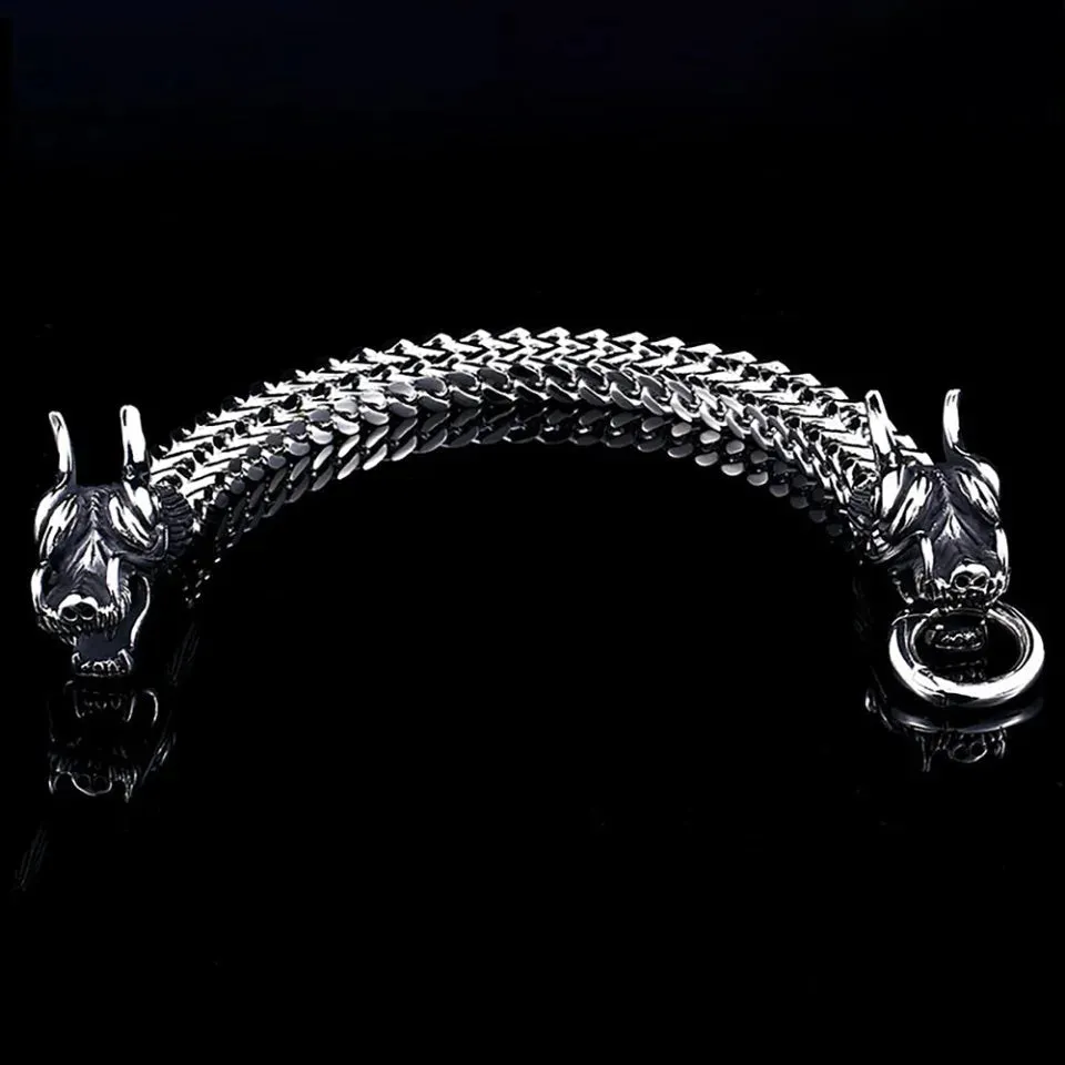 Men and Women Vintage Punk Stainless Steel Dragon Head Bracelet