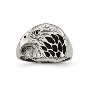 Men's 15mm Stainless Steel Black Enamel Eagle Tapered Ring