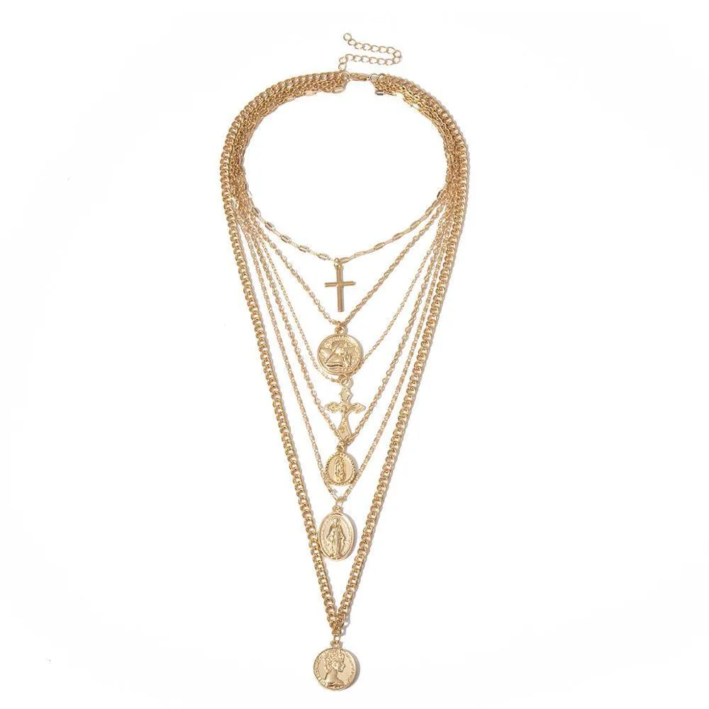 Multi-Layered Head Pendant Necklace