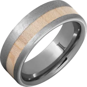 National Pastime Collection Rugged Tungsten Ring with Maple Vintage Baseball Bat Wood Inlay and Stone Finish