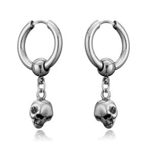 New Vintage Skull Earrings Hoops Dangle