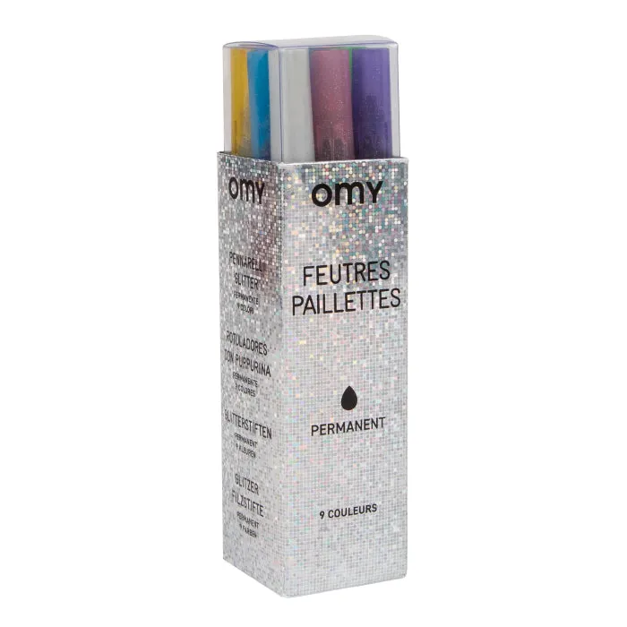 Omy Set Of 9 Glitter Markers