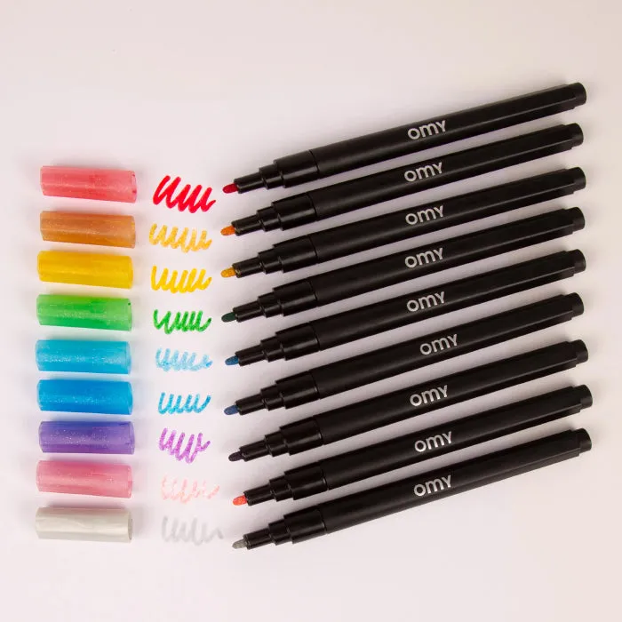 Omy Set Of 9 Glitter Markers