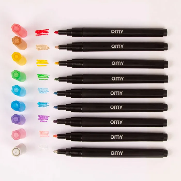 Omy Set Of 9 Glitter Markers