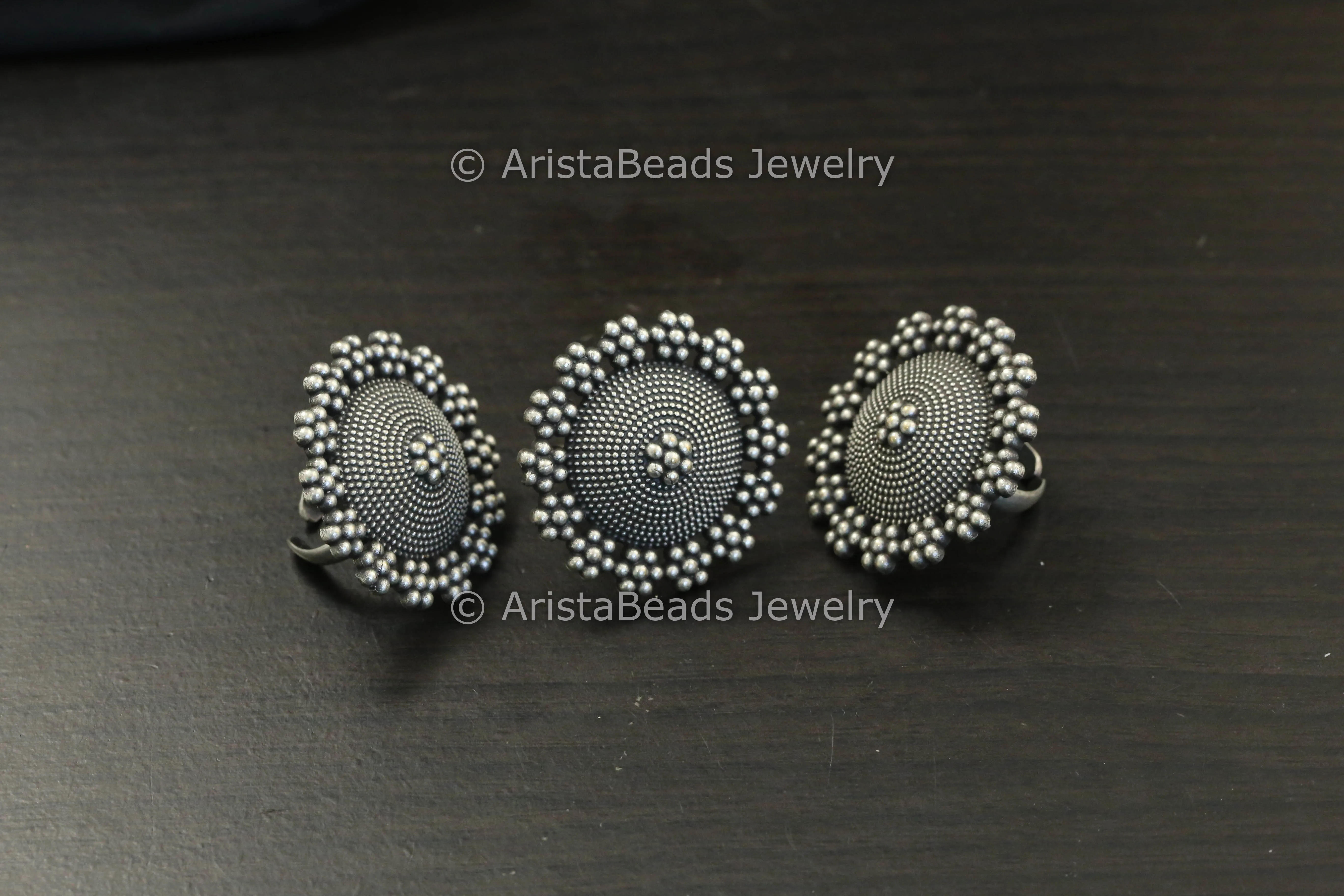 Oxidized Round Adjustable Ring