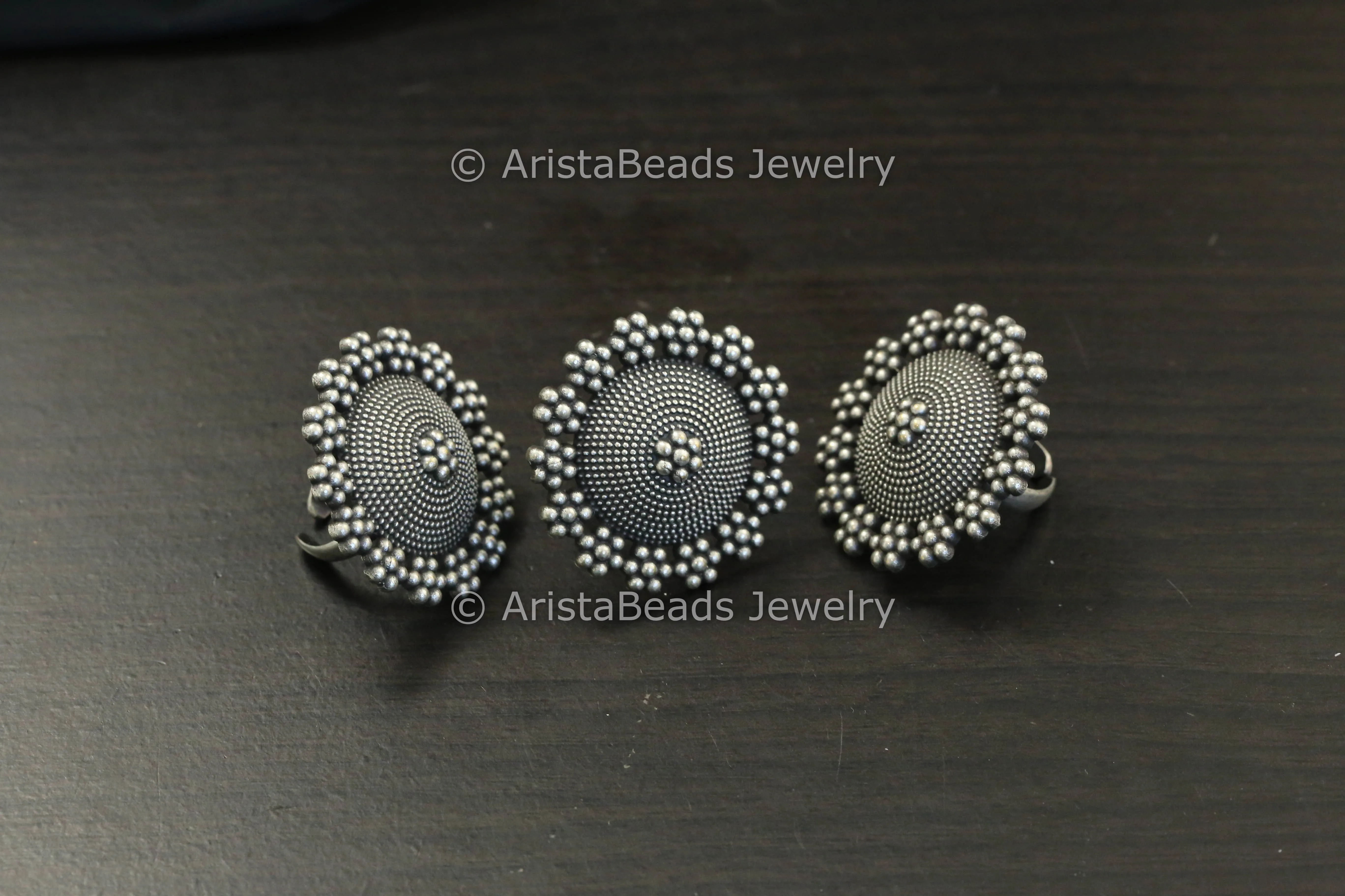 Oxidized Round Adjustable Ring