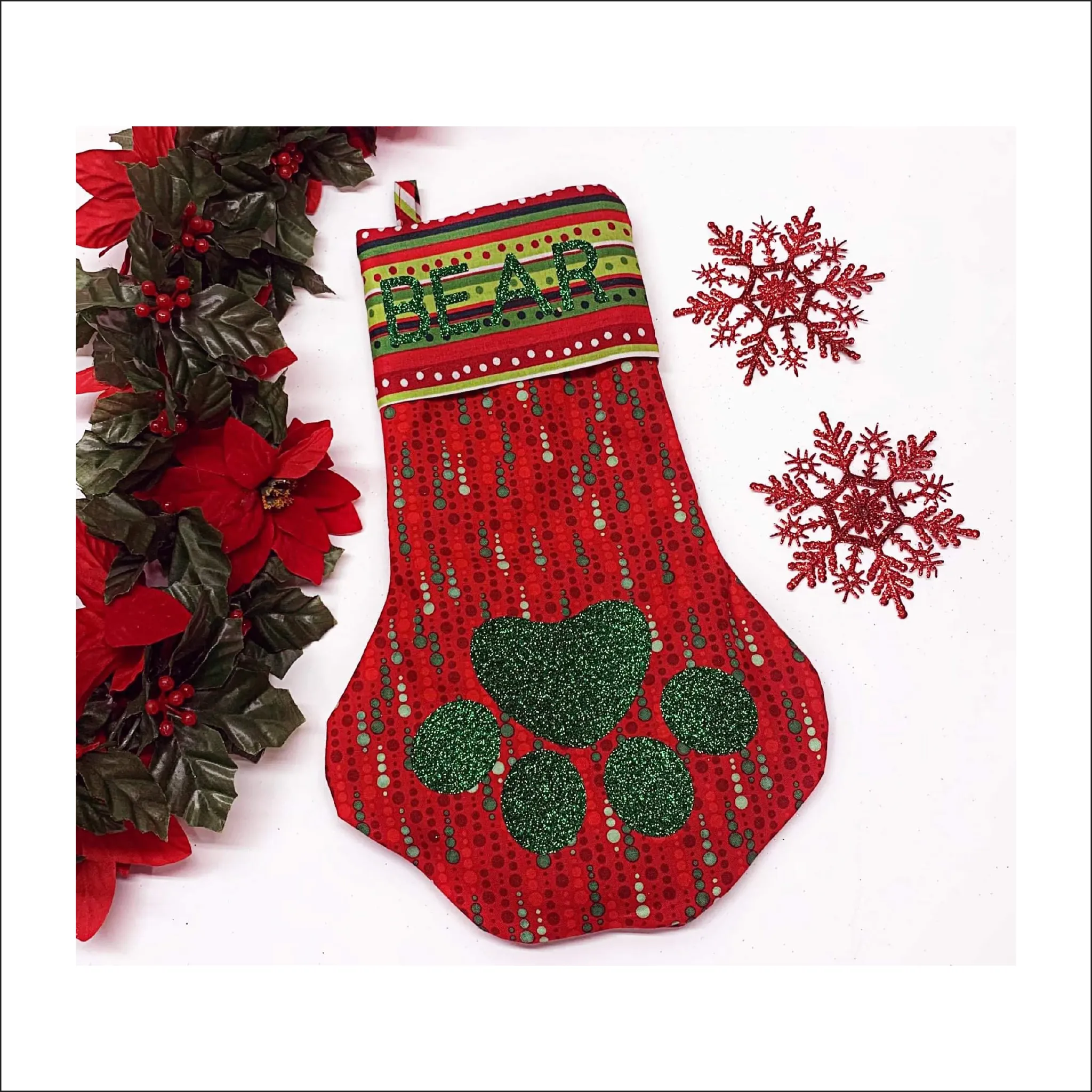 Paw-rific Stocking | Free Pattern Pieces | Beginner Level Sewing Pattern