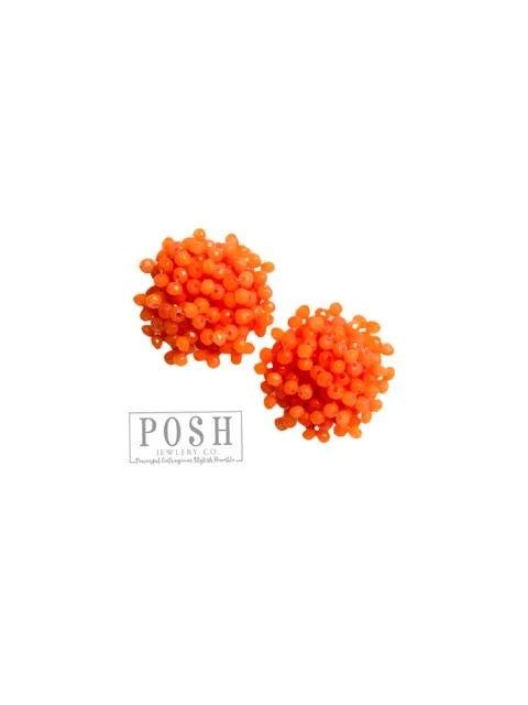 Posh Neon Orange Pom Earring