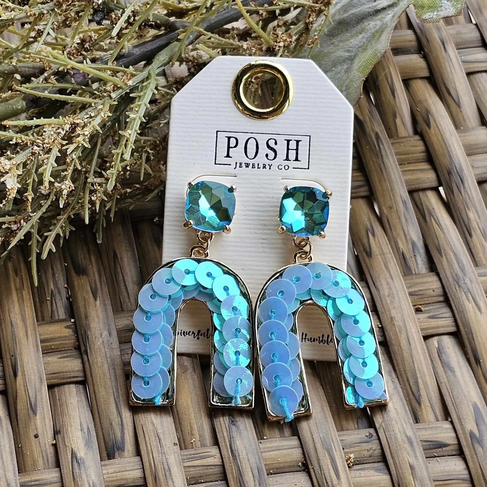 POSH Turquoise Iridescent Horseshoe Earring