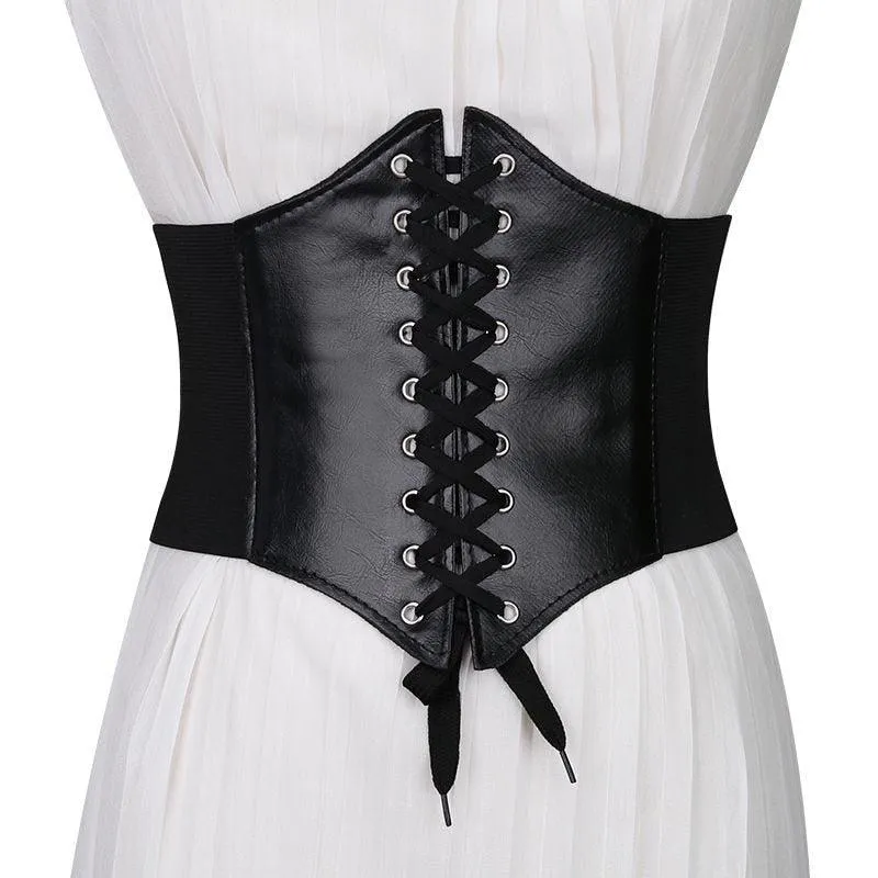 PU Leather Corset Waistband Wide Underbust Shaper Belt