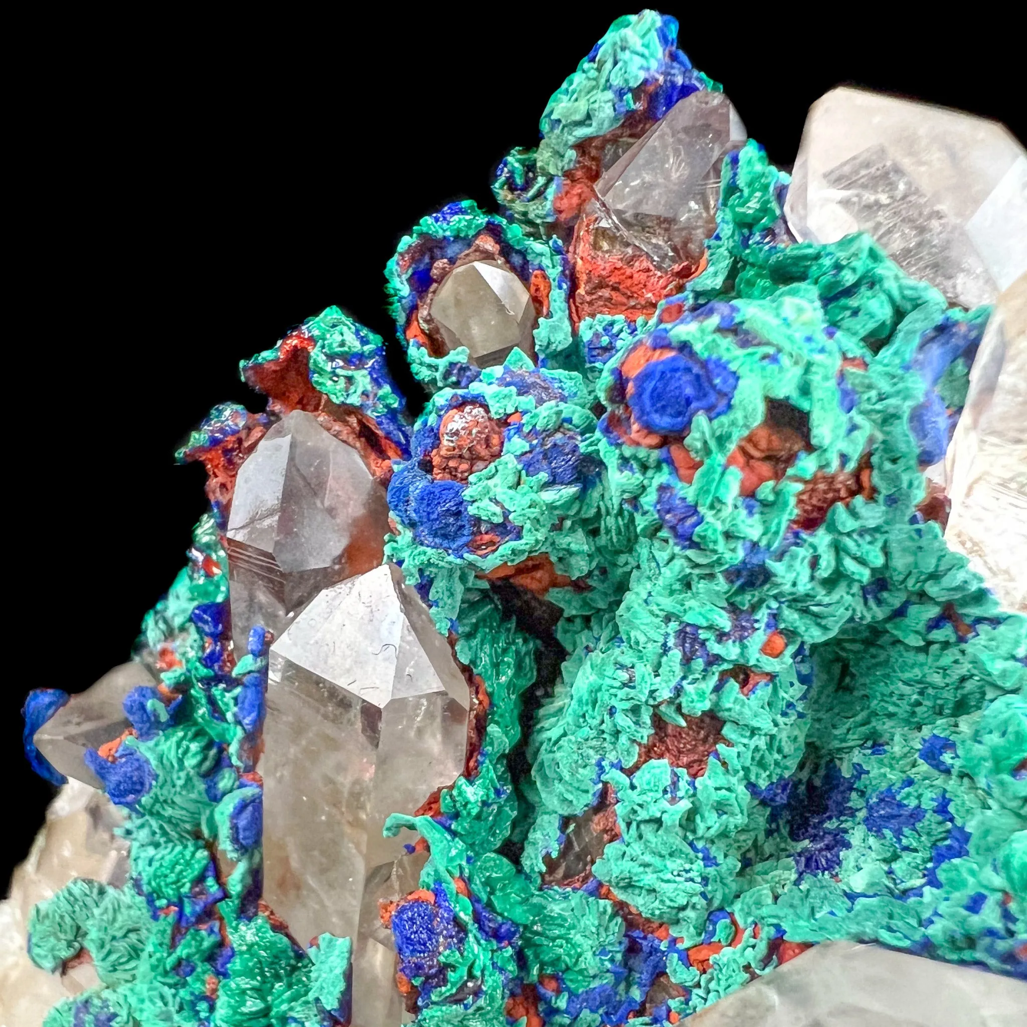 Rare Azurite with Malachite and Quartz