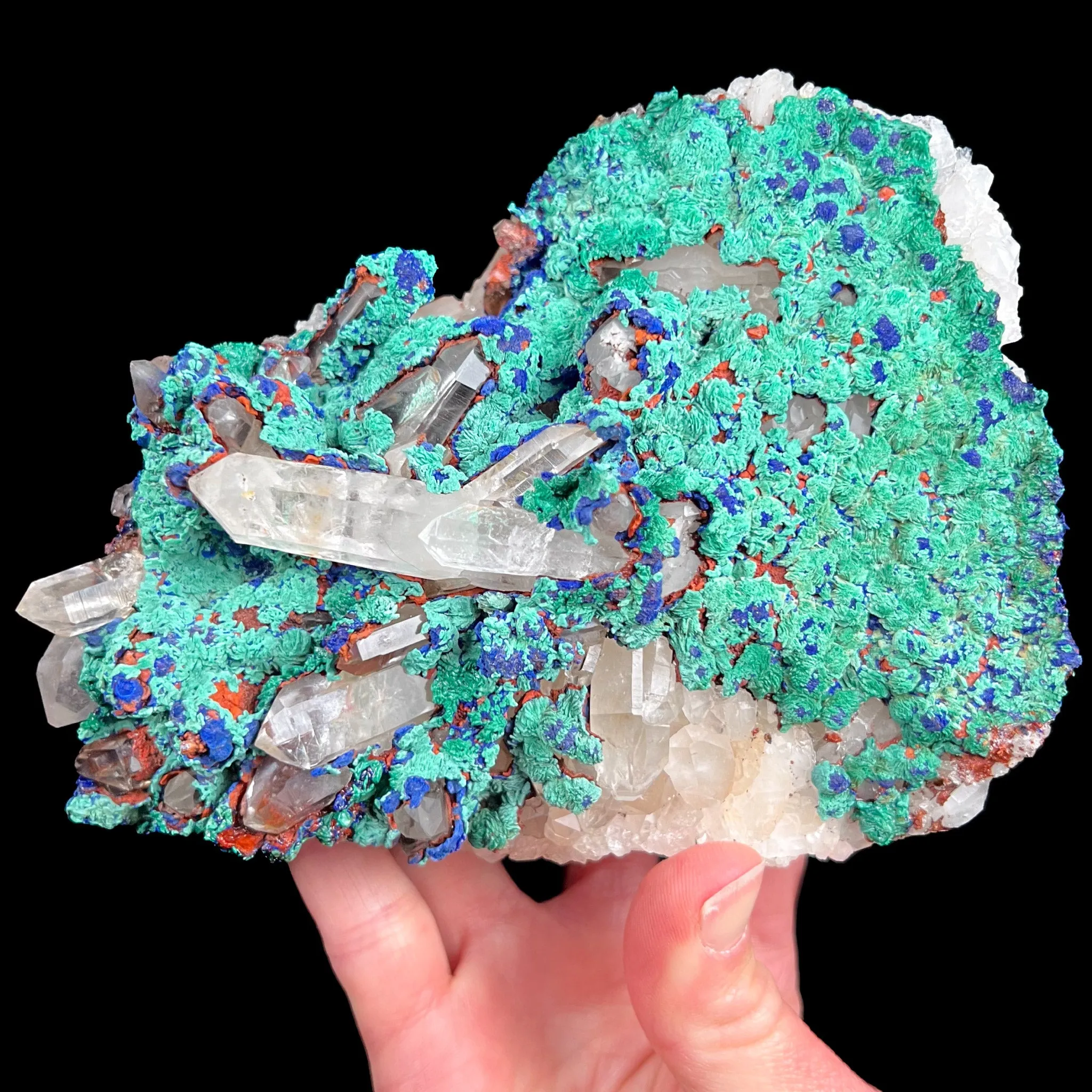 Rare Azurite with Malachite and Quartz