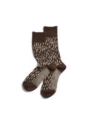 Rototo Rain Drop Crew Socks Dark Brown / Ivory