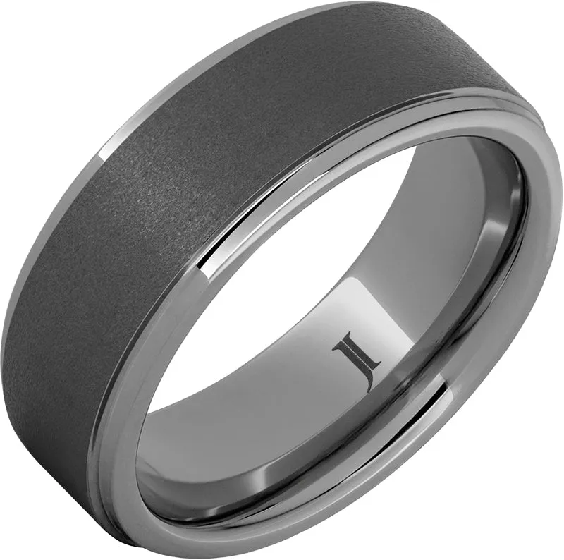 Rugged Tungsten Men's Ring with Sandblast Finish