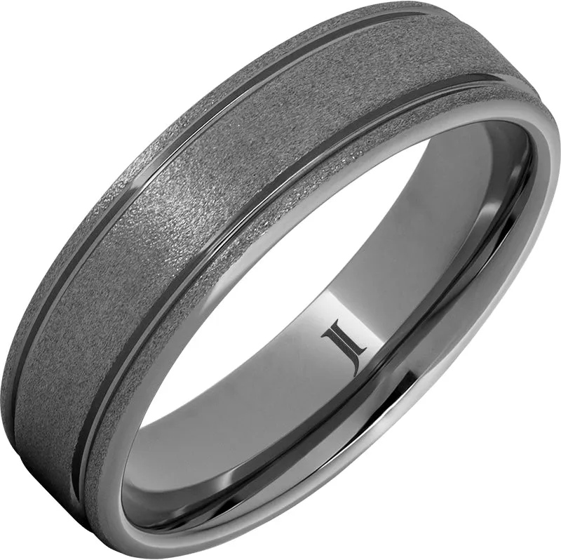 Rugged Tungsten Ring with Stone Finish