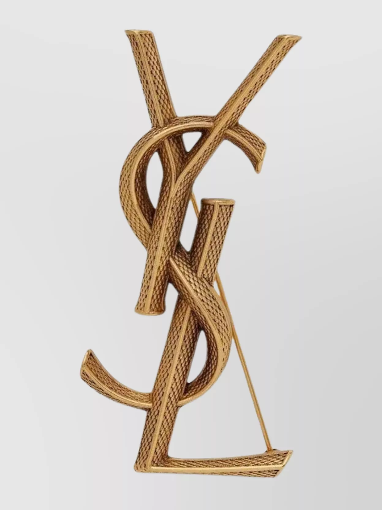 Saint Laurent   Snake texture gold-tone brooches