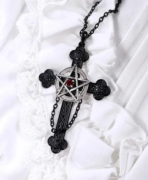 Satan Gothic Dark Pentagram Cross Punk Rock Pendant