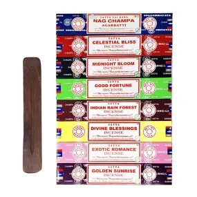 Satya Gift Set - Assorted Pack of 8 with Incense Burner - 15 Grams