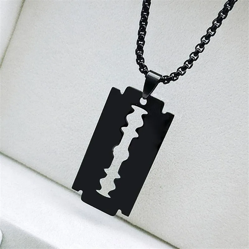 Steel Personality Plated Punk Razor Blade Shape Pendant