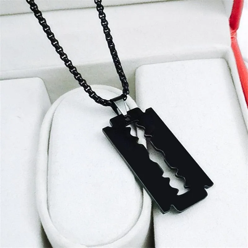 Steel Personality Plated Punk Razor Blade Shape Pendant