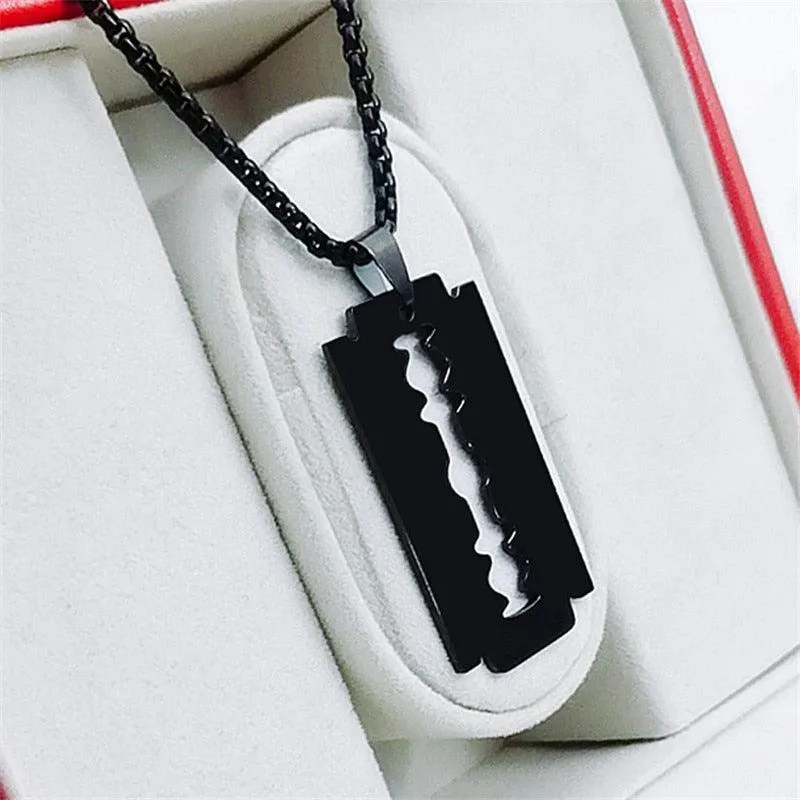 Steel Personality Plated Punk Razor Blade Shape Pendant