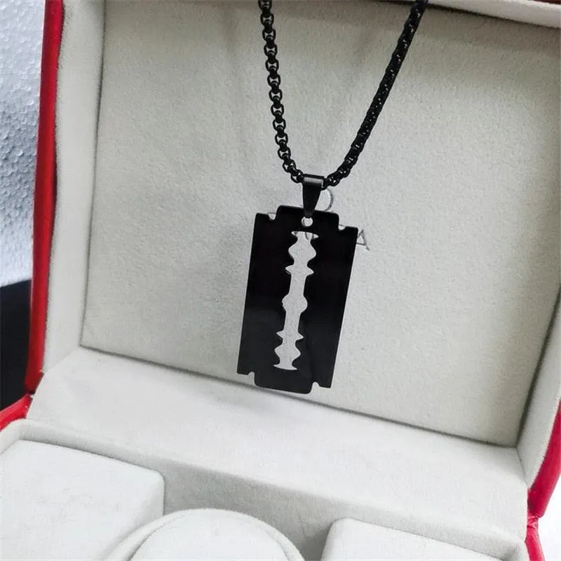 Steel Personality Plated Punk Razor Blade Shape Pendant