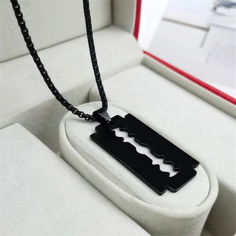 Steel Personality Plated Punk Razor Blade Shape Pendant