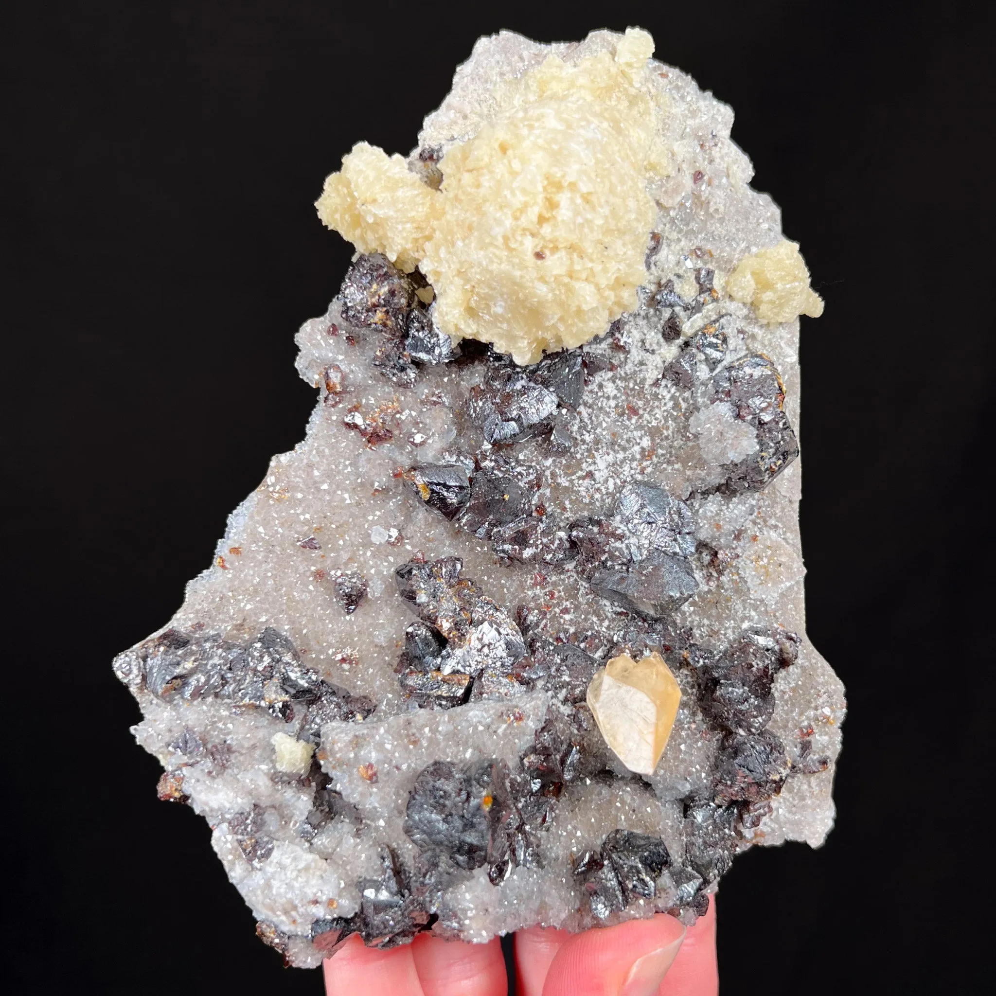 Stellar Beam Calcite with Barite, Sphalerite and Quartz