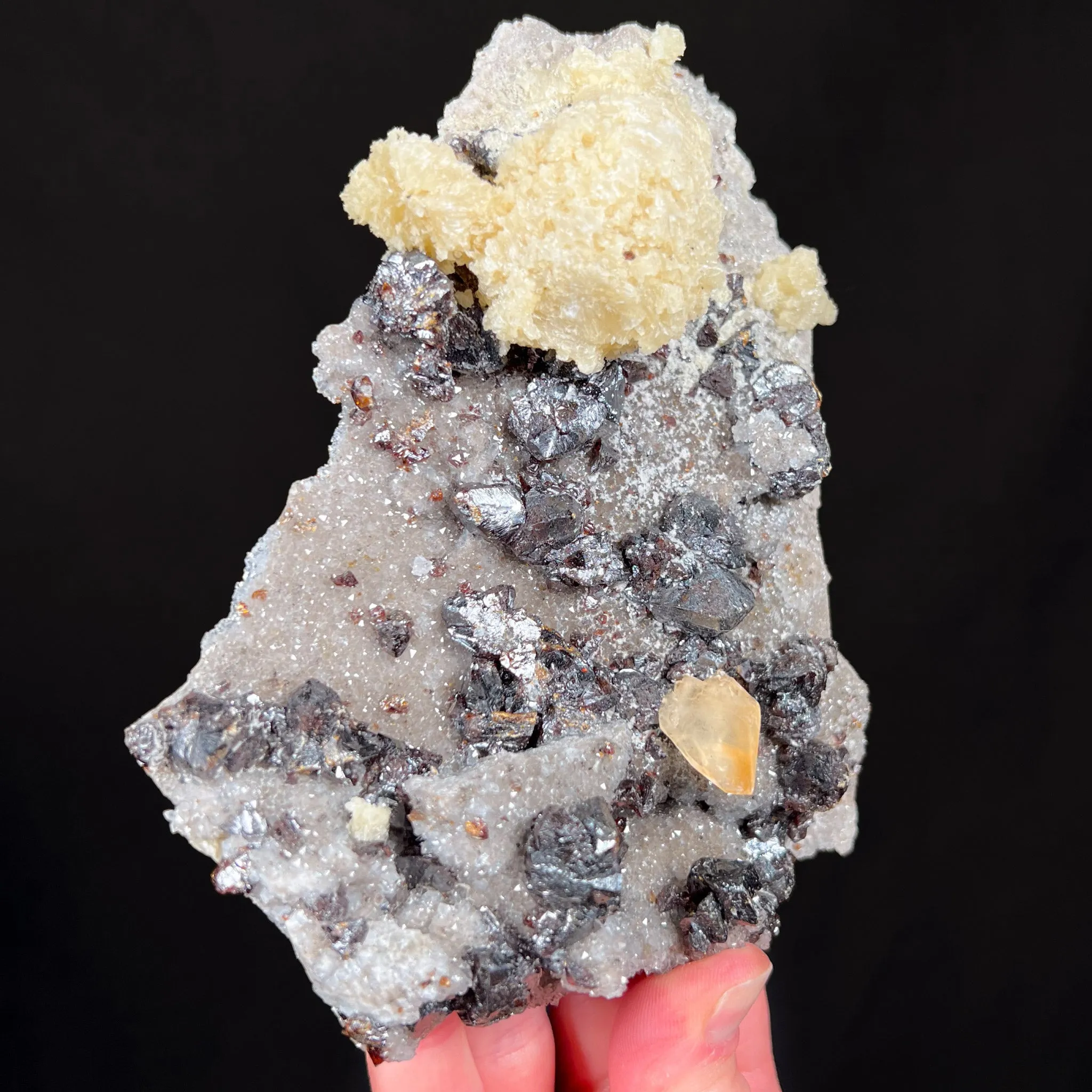 Stellar Beam Calcite with Barite, Sphalerite and Quartz