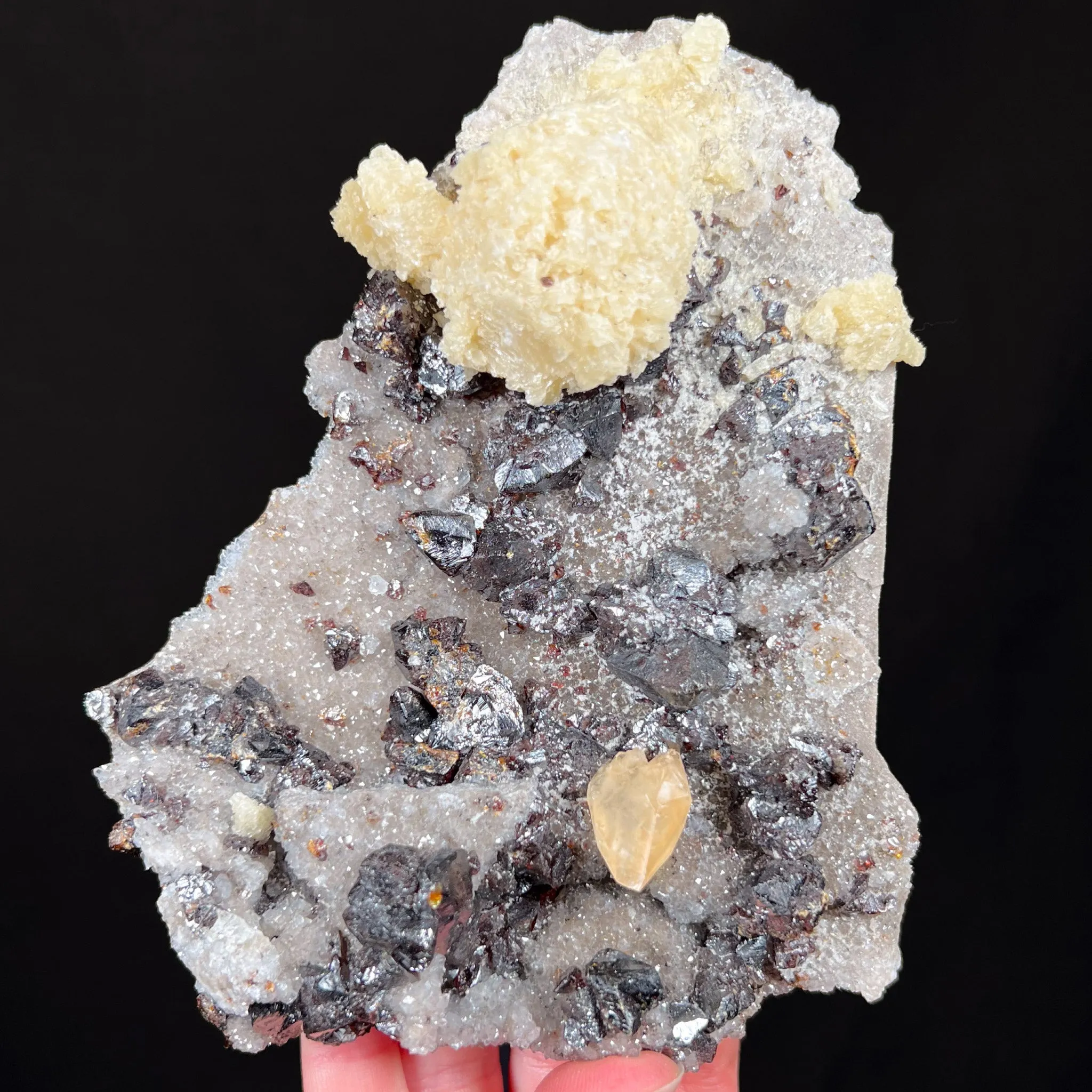 Stellar Beam Calcite with Barite, Sphalerite and Quartz