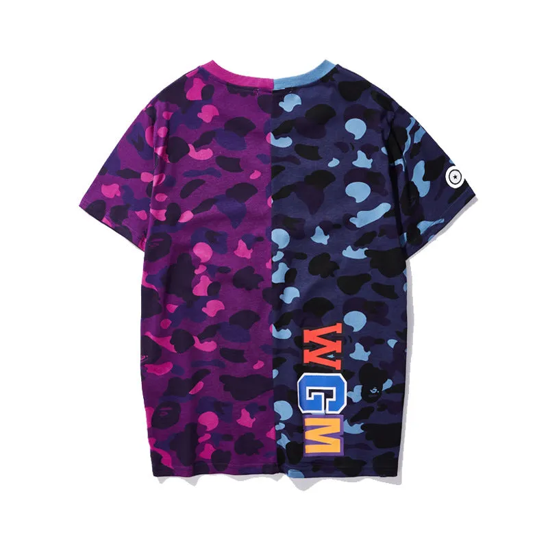 Summer Fashion Camouflage Bapes Shark Short Sleeve